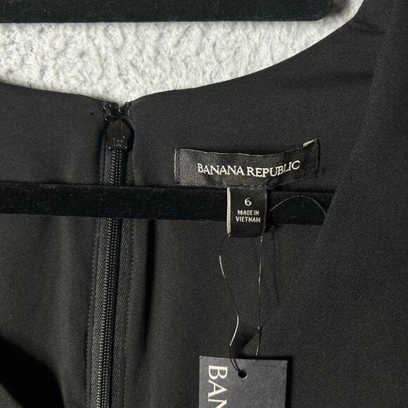 New Banana Republic Flutter Sleeve Midi Dress Black Work Evening Women 6 - Picture 3 of 12